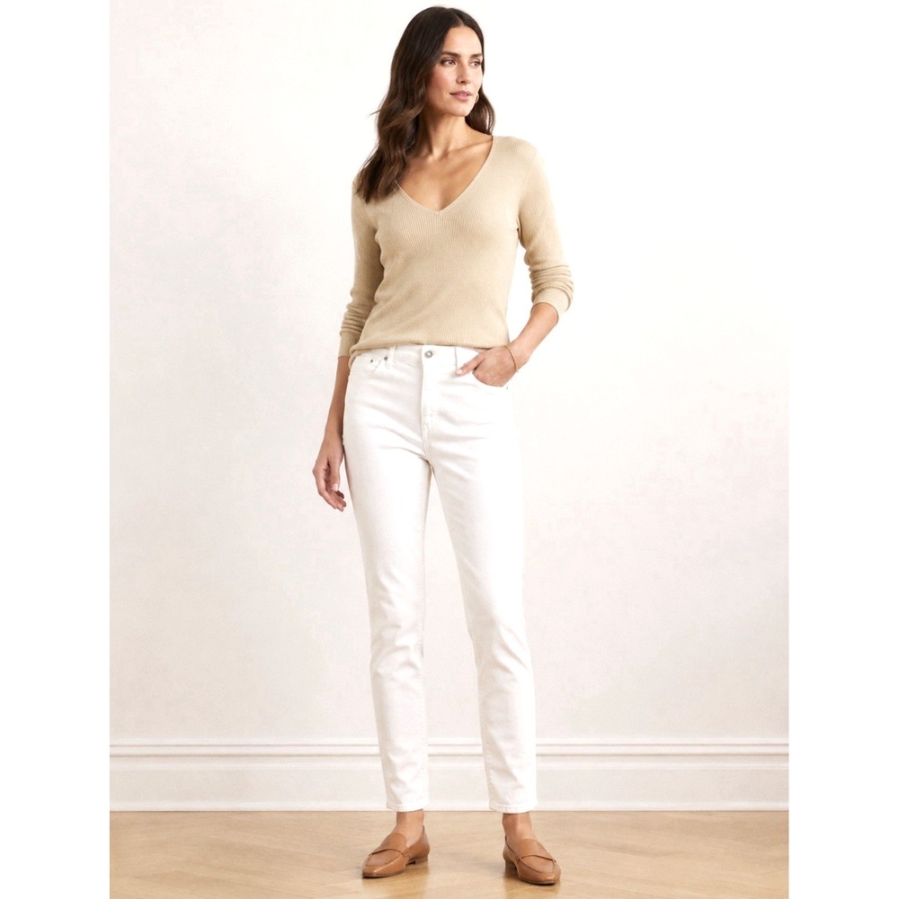 NEW! Lauren Ralph Lauren Jeans Straight Leg Cotton Blend Cream Ivory  SZ 10